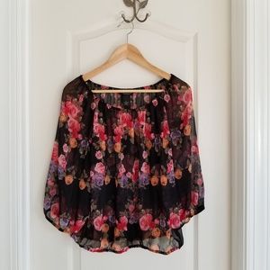 INC Sheer Floral Off-Shoulder Top